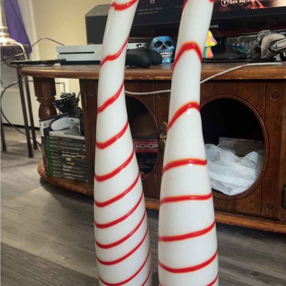 Red and white handmade antique vases